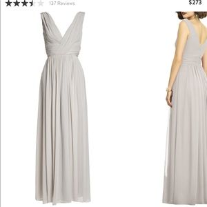 Dessy Bridesmaid Dress V-neck Chiffon Gown Oyster